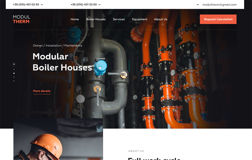 Website design for industrial company screenshot 1